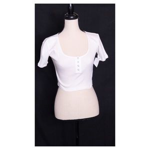 NWT Lime Blue White Crop Top